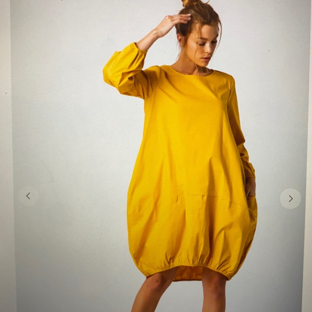 POPLIN  LONG SLEEVE MINI BUBBLE DRESS